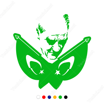 Çift Al Bayraklı Atatürk Görseli Sticker