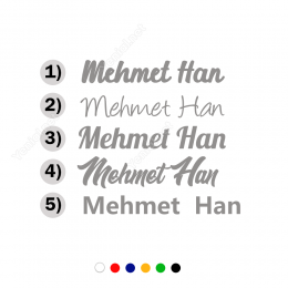 Kişiye Özel Seçenek Altarnatifli İsim Sticker Etiket Çıkartma