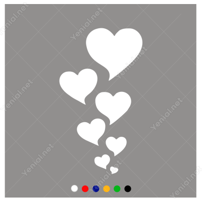 Küçükten Büyüğe Sıralanmış Kalp Sticker Yapıştırma