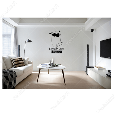 Sevgililer Günü 14 Şubat Yazısı 110x75cm Sticker Yapıştırma