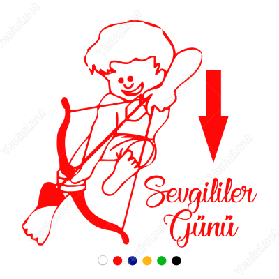 Sevgililer Günü Aşağı Doğru Ok Atan Eros Sticker