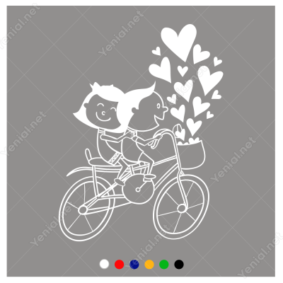 Sevgililer Günü Bisikletli Aşıklar Birlikteler Sticker Yapıştırma Sevgililer Günü Bisikletli Aşıklar Birlikteler Sticker Yapıştırma