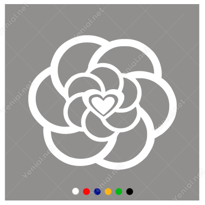 Sevgililer Günü Çiçek Desenli Kalp 110x110cm Sticker