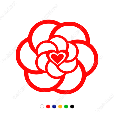 Sevgililer Günü Çiçek Desenli Kalp 110x110cm Sticker