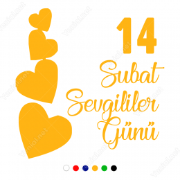14 Şubat Sevgililer Günü Ve Kalpler 110x110cm Yapıştırma