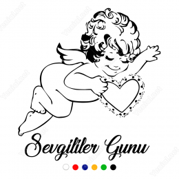 Sevgililer Günü Elinde Kalp Olan Aşk Tanrıçası Eros Sticker