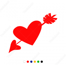 Sevgililer Günü İçinden Ok Geçmiş Kalp 110x110cm Sticker