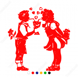 Sevgililer Günü İki Aşık Birlikte Paylaşım Sticker Yapıştırma