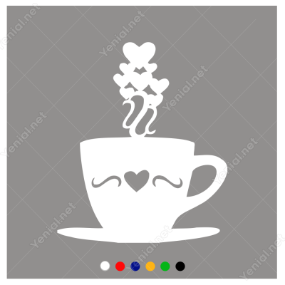 Sevgililer Günü Kahve Fincanı Kalp 110x110cm Sticker