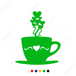 Sevgililer Günü Kahve Fincanı Kalp 110x110cm Sticker