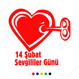 Sevgililer Günü Kilitli Kalp Motifi Sticker Yapıştırma