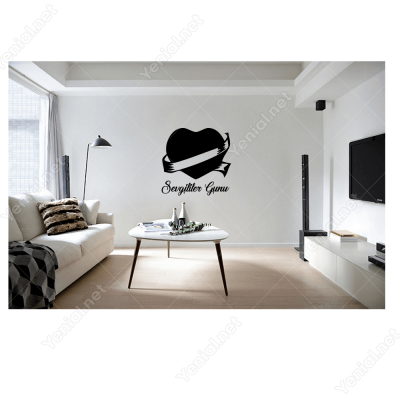 Sevgililer Günü Kurdela ile Sarılmış Kalp Sticker Yapıştırma
