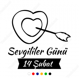 Sevgililer Günü Ok Atılmış Kalp 115x100cm Yapıştırma