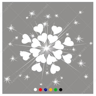 Sevgililer Günü Patlayan Kalpler 110x110cm Sticker Yapıştırma