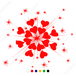 Sevgililer Günü Patlayan Kalpler 110x110cm Sticker Yapıştırma