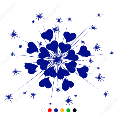 Sevgililer Günü Patlayan Kalpler 110x110cm Sticker Yapıştırma