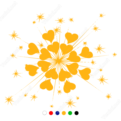 Sevgililer Günü Patlayan Kalpler 110x110cm Sticker Yapıştırma