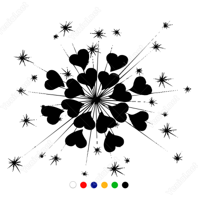 Sevgililer Günü Patlayan Kalpler 110x110cm Sticker Yapıştırma