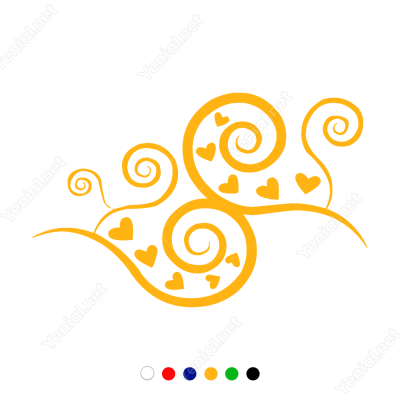 Sevgililer Günü Sipral Desen ve Kalp 110x110cm Sticker