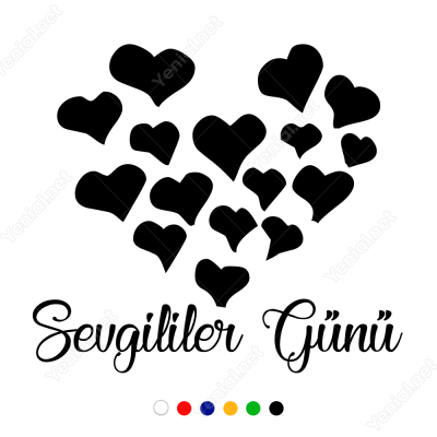 Sevgililer Günü Yazısı Kalpler 110x110cm Sticker Yapıştırma Sevgililer Günü Yazısı Kalpler 110x110cm Sticker Yapıştırma