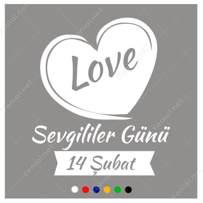 Sevgililer Günü Yazısı Kalpli(love)100x100cm Sticker Yapıştırma
