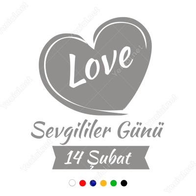 Sevgililer Günü Yazısı Kalpli(love)100x100cm Sticker Yapıştırma