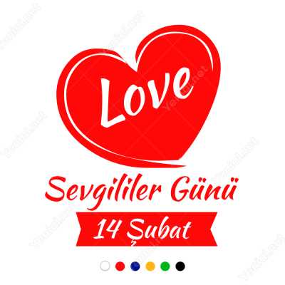 Sevgililer Günü Yazısı Kalpli(love)100x100cm Sticker Yapıştırma