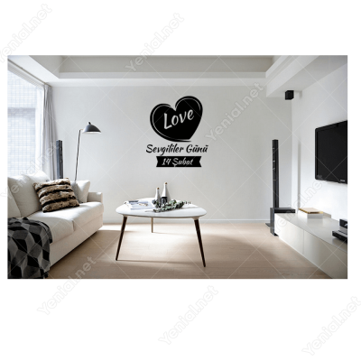 Sevgililer Günü Yazısı Kalpli(love)100x100cm Sticker Yapıştırma