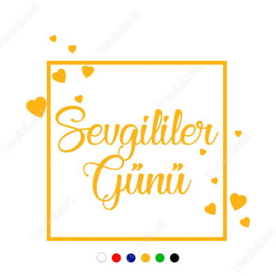 Sevgililer Günü Yazısı ve Kalpler Sticker Yapıştırma