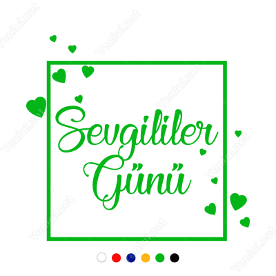 Sevgililer Günü Yazısı ve Kalpler Sticker Yapıştırma