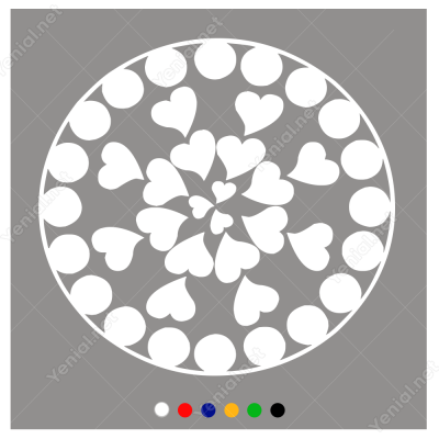 Sevgililer Günü Yuvarlağın Kalp 110x110cm Sticker Yapıştırma