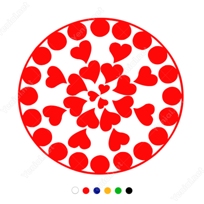 Sevgililer Günü Yuvarlağın Kalp 110x110cm Sticker Yapıştırma