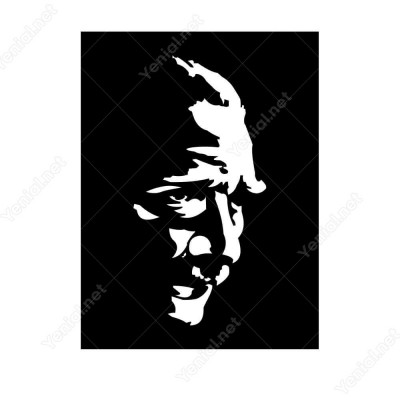 Siyah Zeminli Yan Bakan Atatürk Görseli Sticker