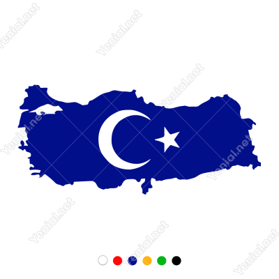 Türk Bayrağı ve Haritası Sticker Yapıştırma 