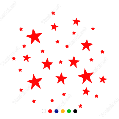 Vitrin Süslemeleri Büyüklü Küçüklü Yıldızlar Stickerı