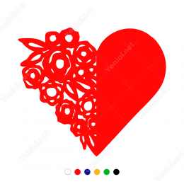 Vitrin Süslemeleri Yarısı Desenli Kalp Sticker
