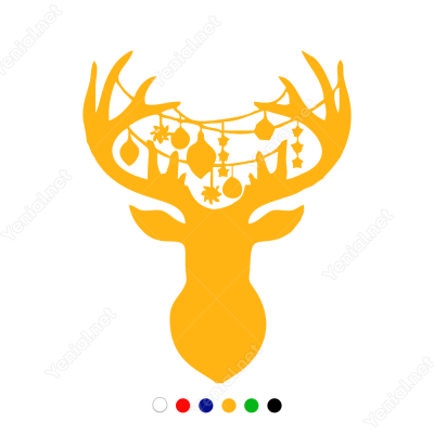 Yılbaşı Cam Süslemeleri Geyik Başı Sticker Yapıştırma
