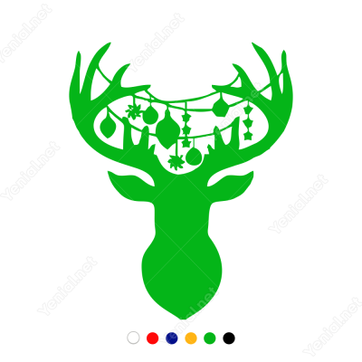 Yılbaşı Cam Süslemeleri Geyik Başı Sticker Yapıştırma