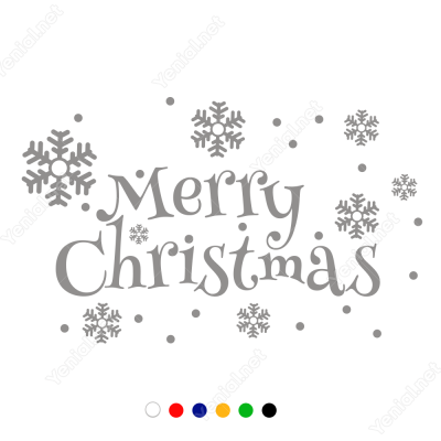 Yılbaşı Süslemeleri Merry Christmas Kar Taneleri Vitrin Düzenlemesi 76x115 cm