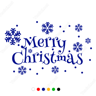 Yılbaşı Süslemeleri Merry Christmas Kar Taneleri Vitrin Düzenlemesi 76x115 cm