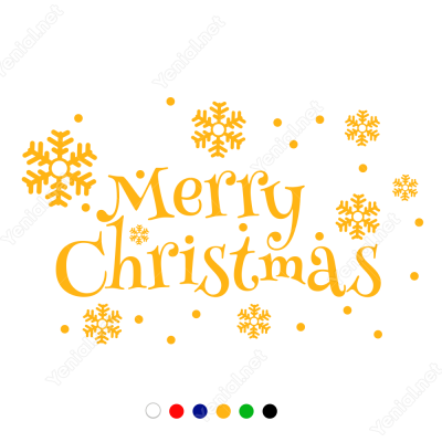 Yılbaşı Süslemeleri Merry Christmas Kar Taneleri Vitrin Düzenlemesi 76x115 cm