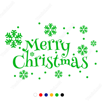 Yılbaşı Süslemeleri Merry Christmas Kar Taneleri Vitrin Düzenlemesi 76x115 cm