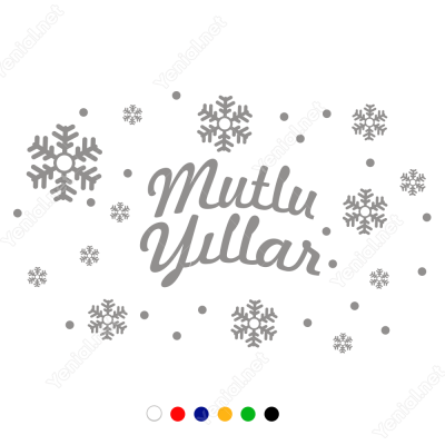 Yılbaşı Süslemeleri Mutlu Yıllar Kar Taneleri Vitrin Cam Vitrin Düzenlemesi 76x115 cm