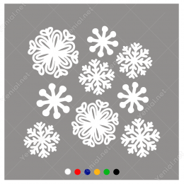 Yılbaşı Süslemesi Farklı Farklı Kar Taneleri Sticker Yapıştırma 120x120cm