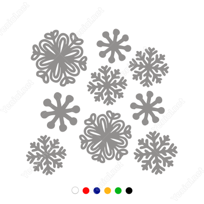 Yılbaşı Süslemesi Farklı Farklı Kar Taneleri Sticker Yapıştırma 115x115cm