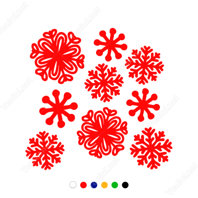 Yılbaşı Süslemesi Farklı Farklı Kar Taneleri Sticker Yapıştırma 115x115cm