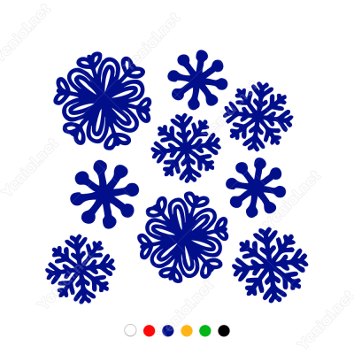 Yılbaşı Süslemesi Farklı Farklı Kar Taneleri Sticker Yapıştırma 115x115cm