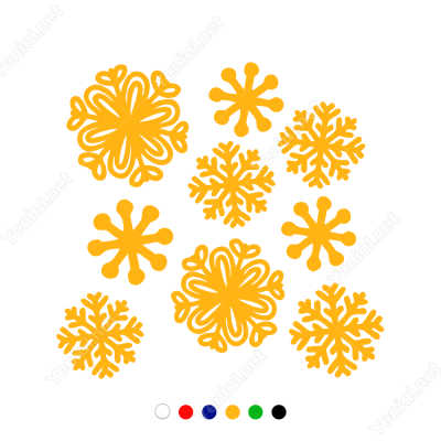 Yılbaşı Süslemesi Farklı Farklı Kar Taneleri Sticker Yapıştırma 115x115cm