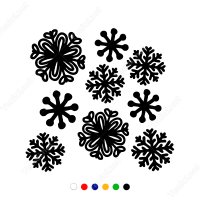 Yılbaşı Süslemesi Farklı Farklı Kar Taneleri Sticker Yapıştırma 115x115cm
