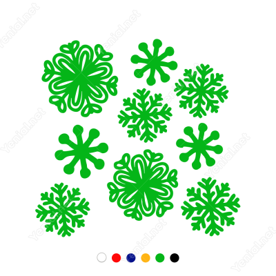 Yılbaşı Süslemesi Farklı Farklı Kar Taneleri Sticker Yapıştırma 115x115cm